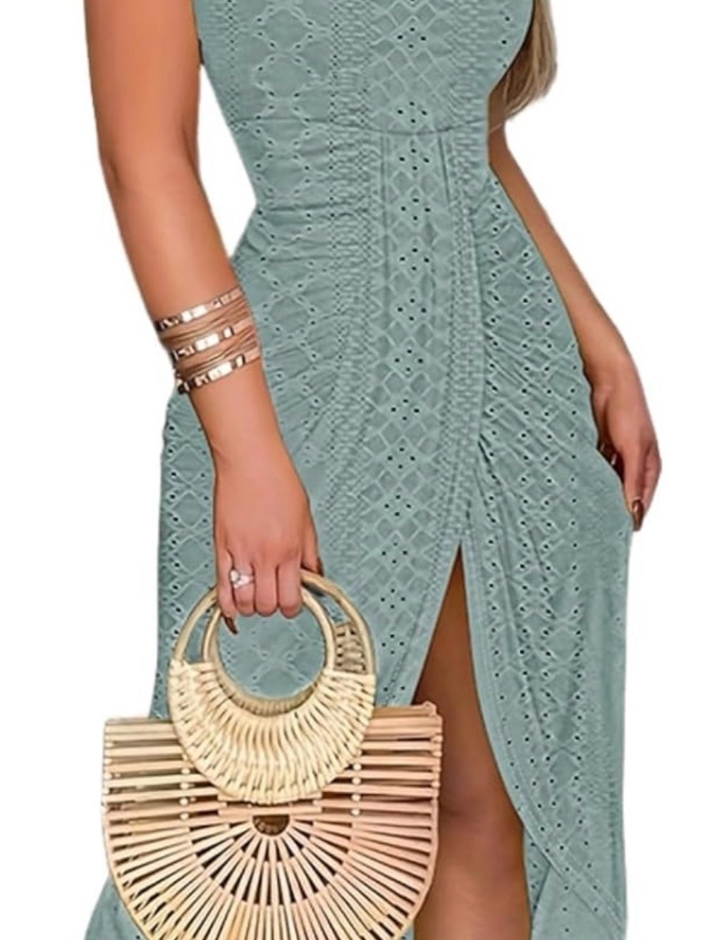Strapless Sage Eyelet Maxi Dress - never worn